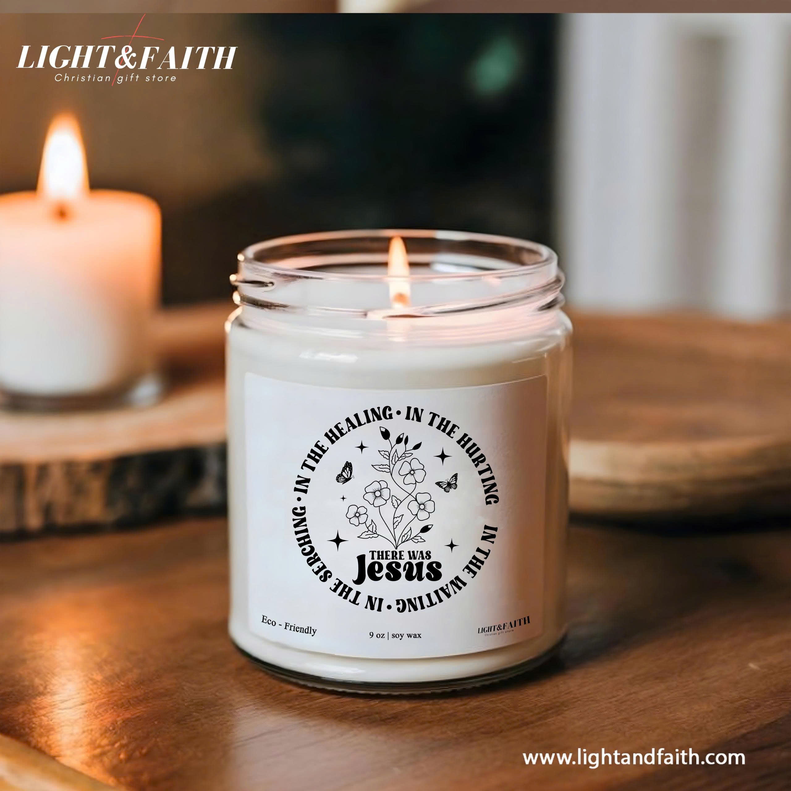 There Was Jesus Candle, In the Searching, Healing, Hurting, Inspirational Christian Candle, Uplifting Gift for Faith and Comfort CDLAF34